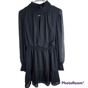 Bar III Womens Ruffled Dress, Black Small Pretty In Paint Smocked